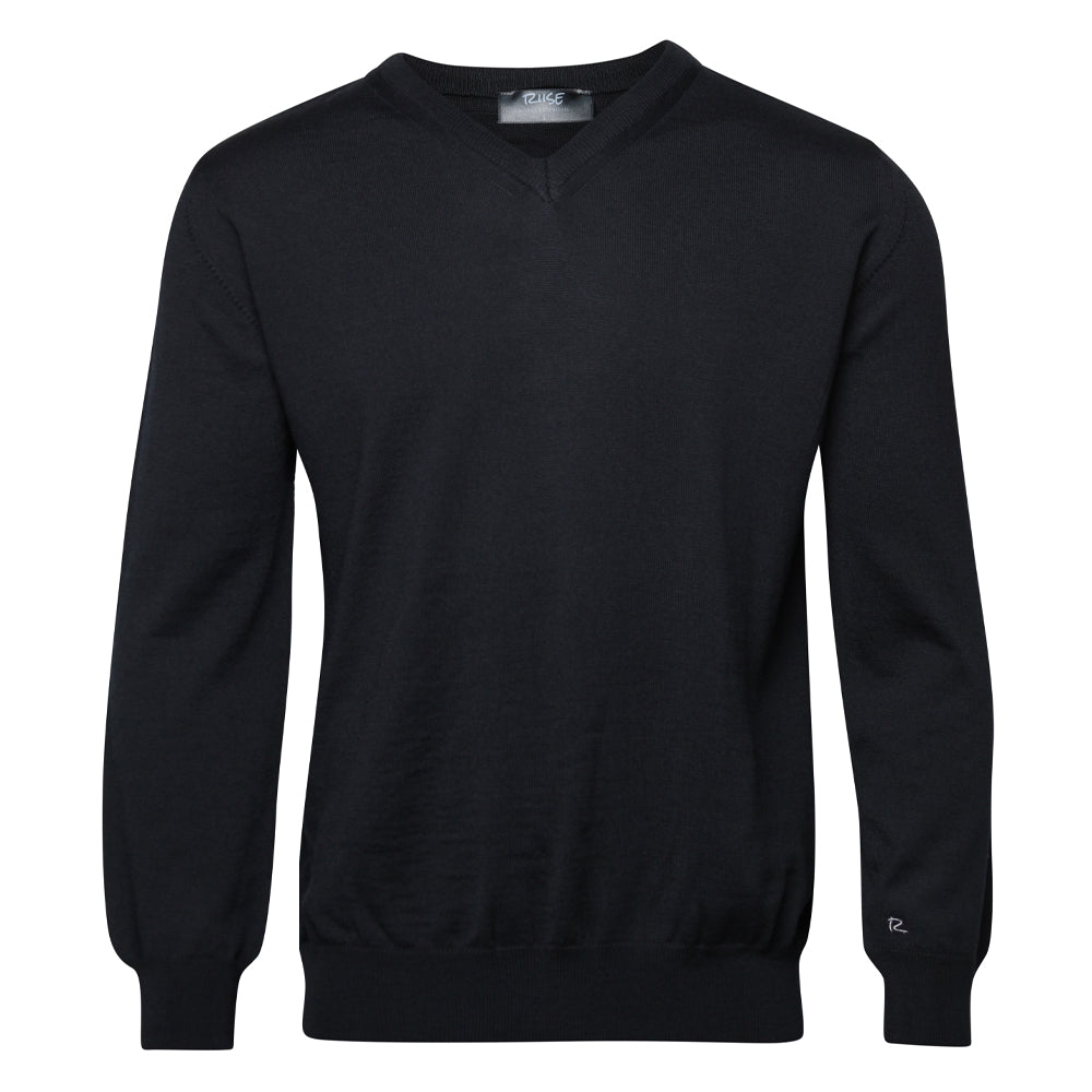 Riise Herren-Merinopullover mit V-Ausschnitt, Marineblau
