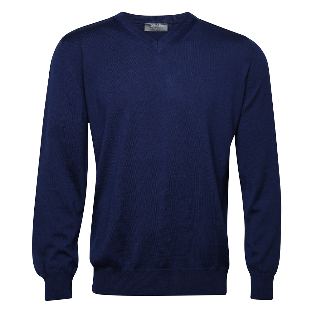 Riise Herren Merino V-Ausschnitt, Blue Sea