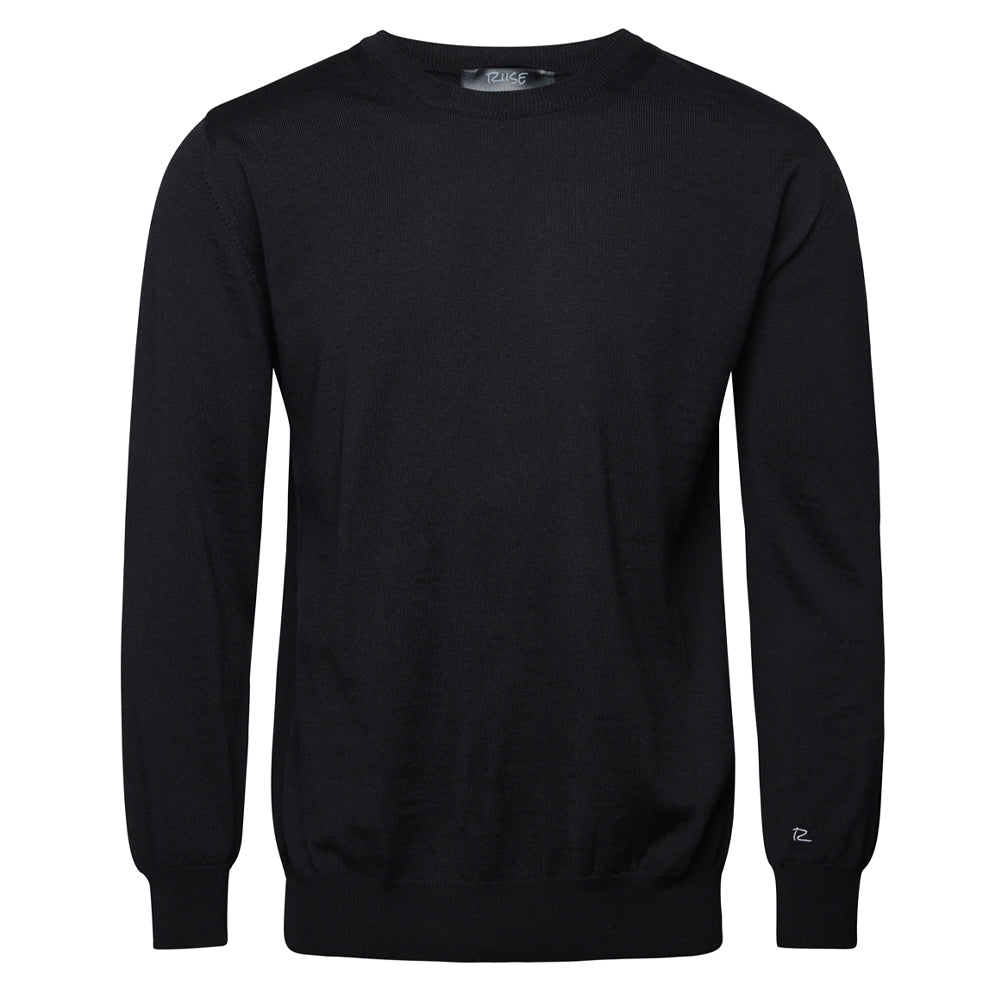 Riise Herren-Merino-O-Ausschnitt, Schwarz