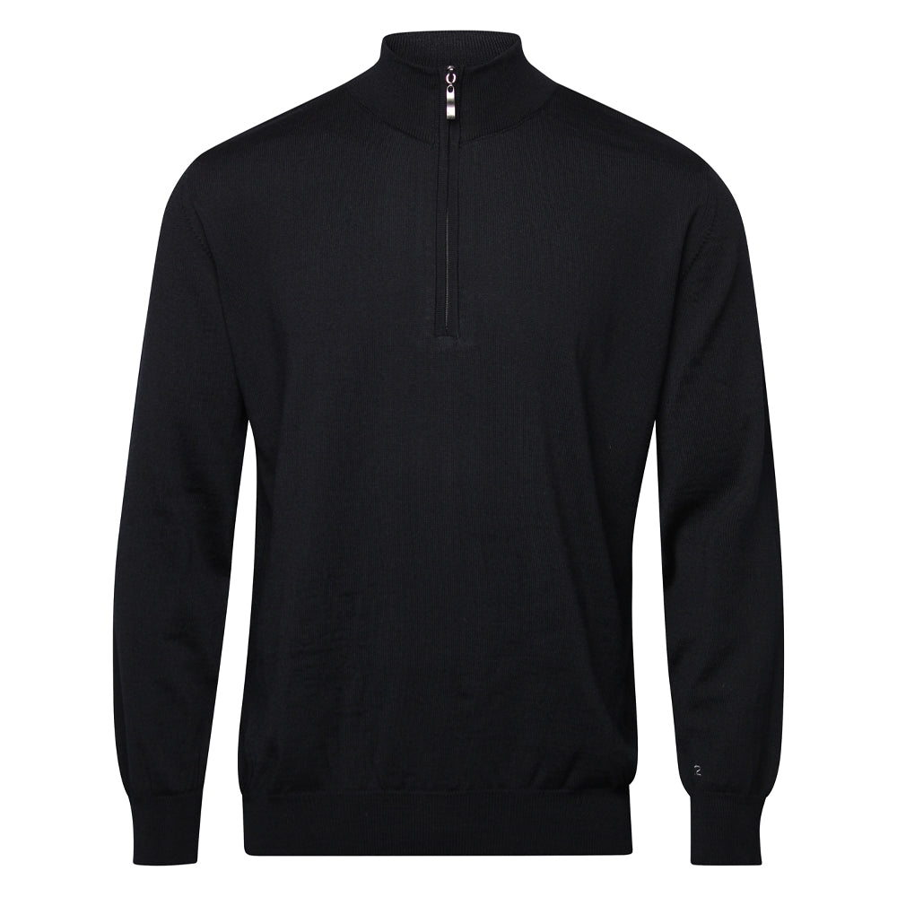 Riise Herren Merino Z-Neck, Schwarz