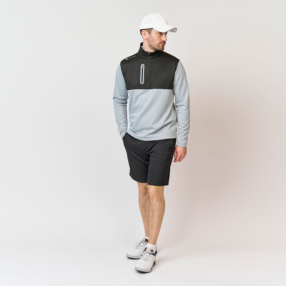 Herren Shield Zipneck Midlayer, Schwarz