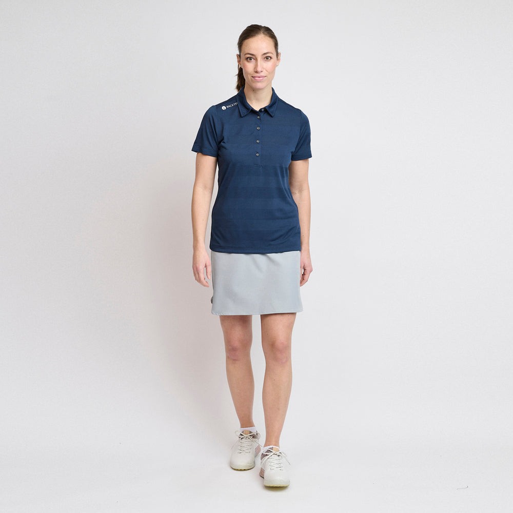 Damen-Jacquard-Poloshirt, Marineblau