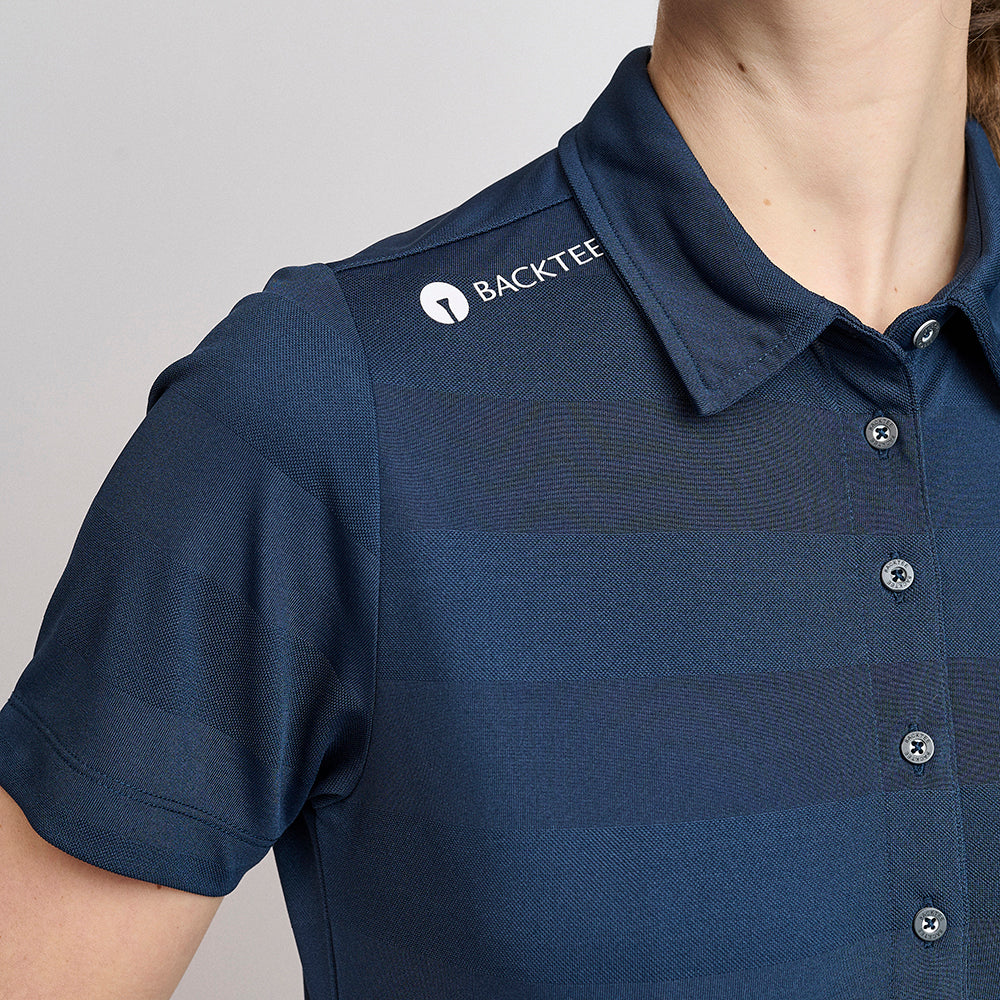 Damen-Jacquard-Poloshirt, Marineblau