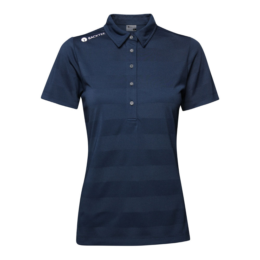 Damen-Jacquard-Poloshirt, Marineblau