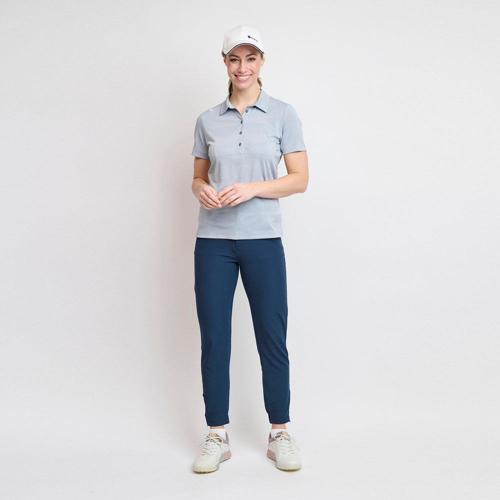 Damen-Jacquard-Poloshirt, Hellgrau