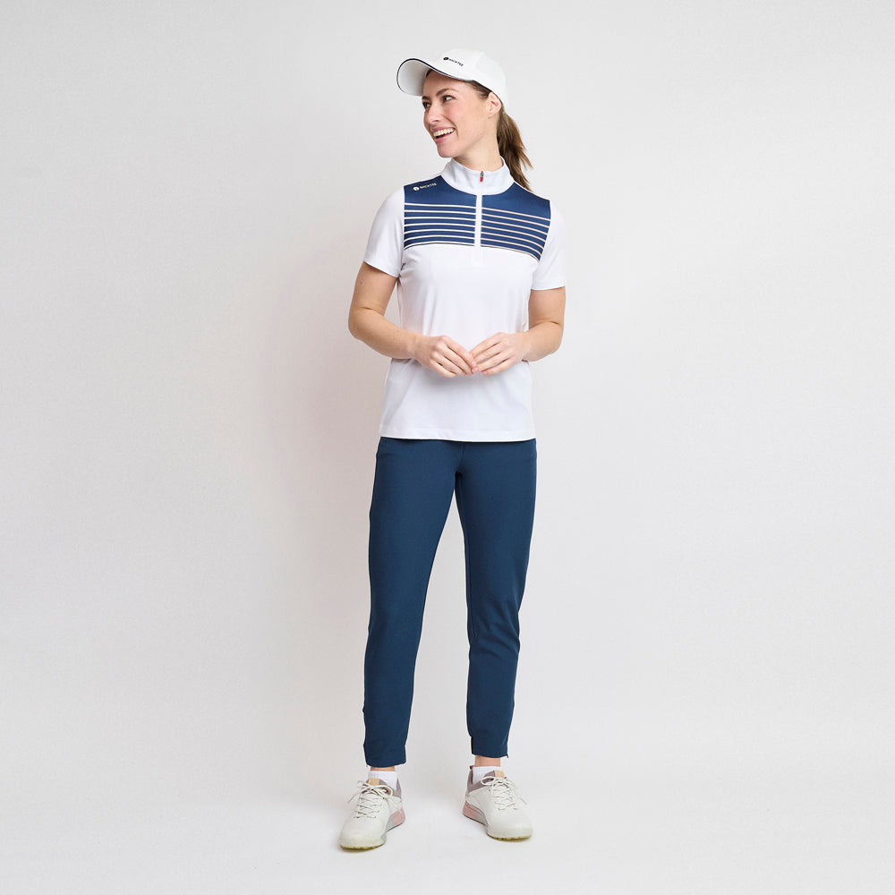 Damen-Golfpolo mit Reißverschluss, Weiß