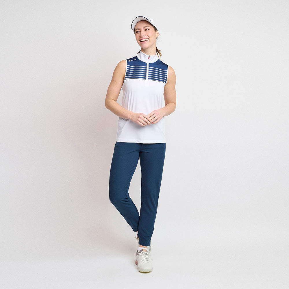 Damen-Golf-Poloshirt mit Reißverschluss, Weiß