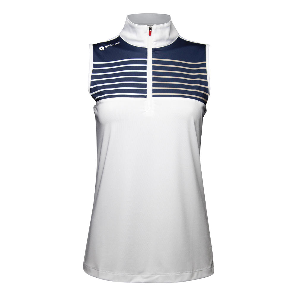 Damen-Golf-Poloshirt mit Reißverschluss, Weiß
