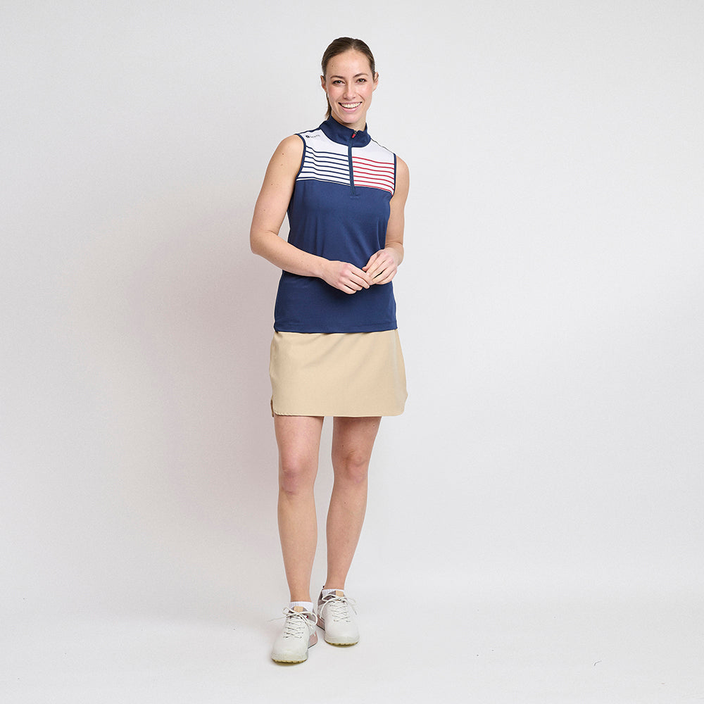 Damen-Golf-Poloshirt mit Reißverschluss, Marineblau