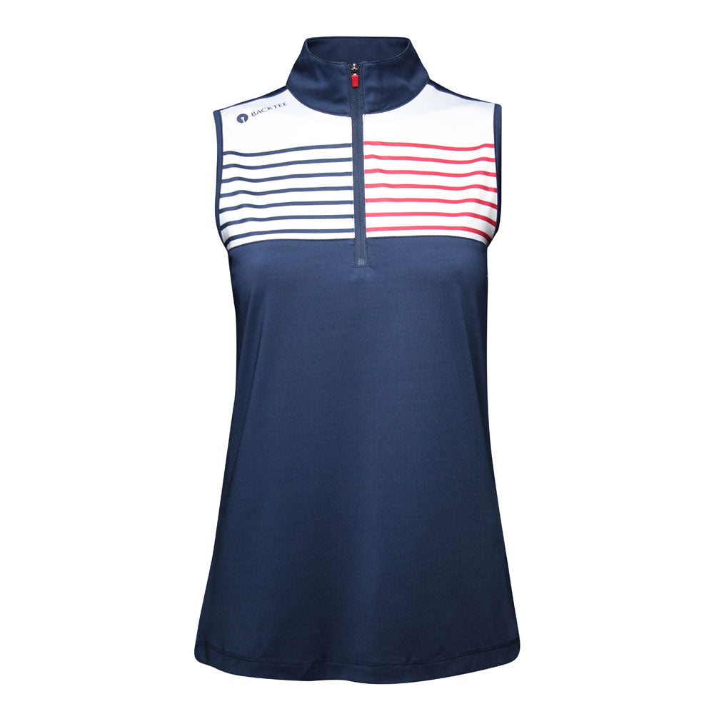 Damen-Golf-Poloshirt mit Reißverschluss, Marineblau