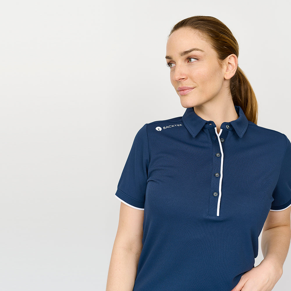 Klassisches Poloshirt für Damen, Marineblau