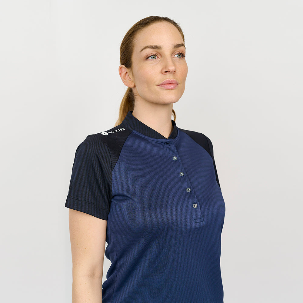 Bomber-Golfpolo für Damen, Marineblau