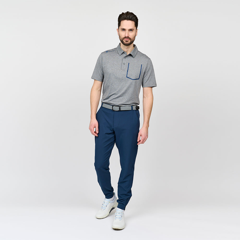 Melange-Poloshirt für Herren, Grau Melange