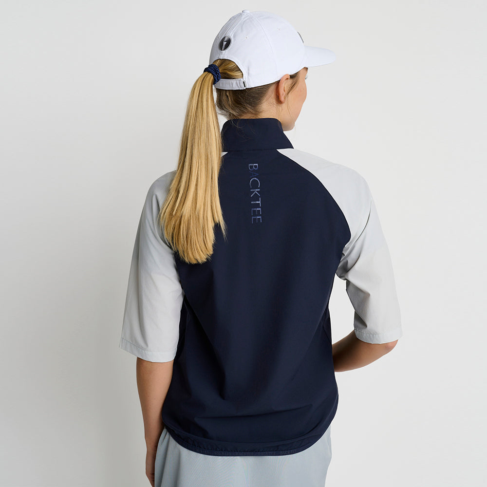 Damen-Windjacke mit kurzen Ärmeln und Stretch, Marineblau