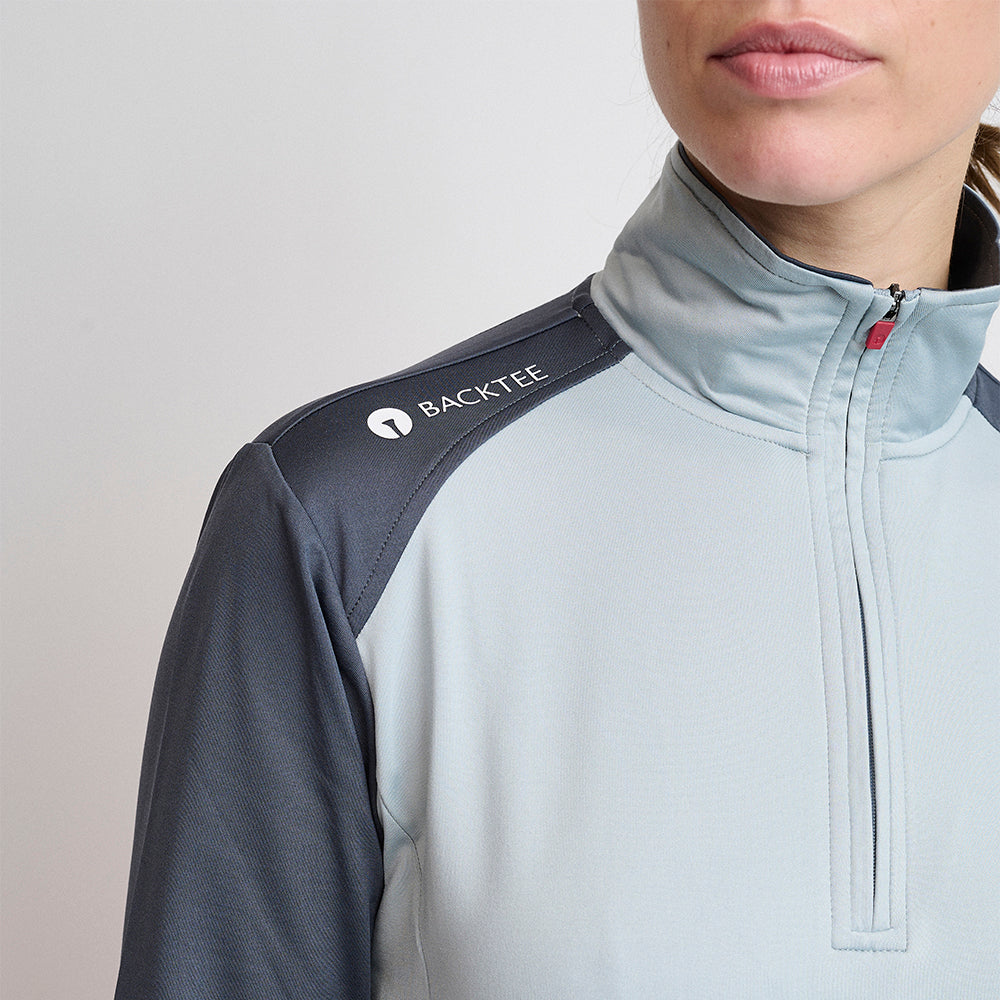 Damen-Baselayer mit Reißverschluss, Ombre Blue