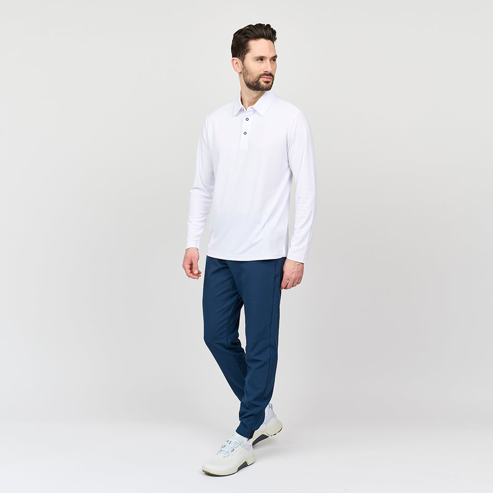Performance-Langarmpolo für Herren, Weiß