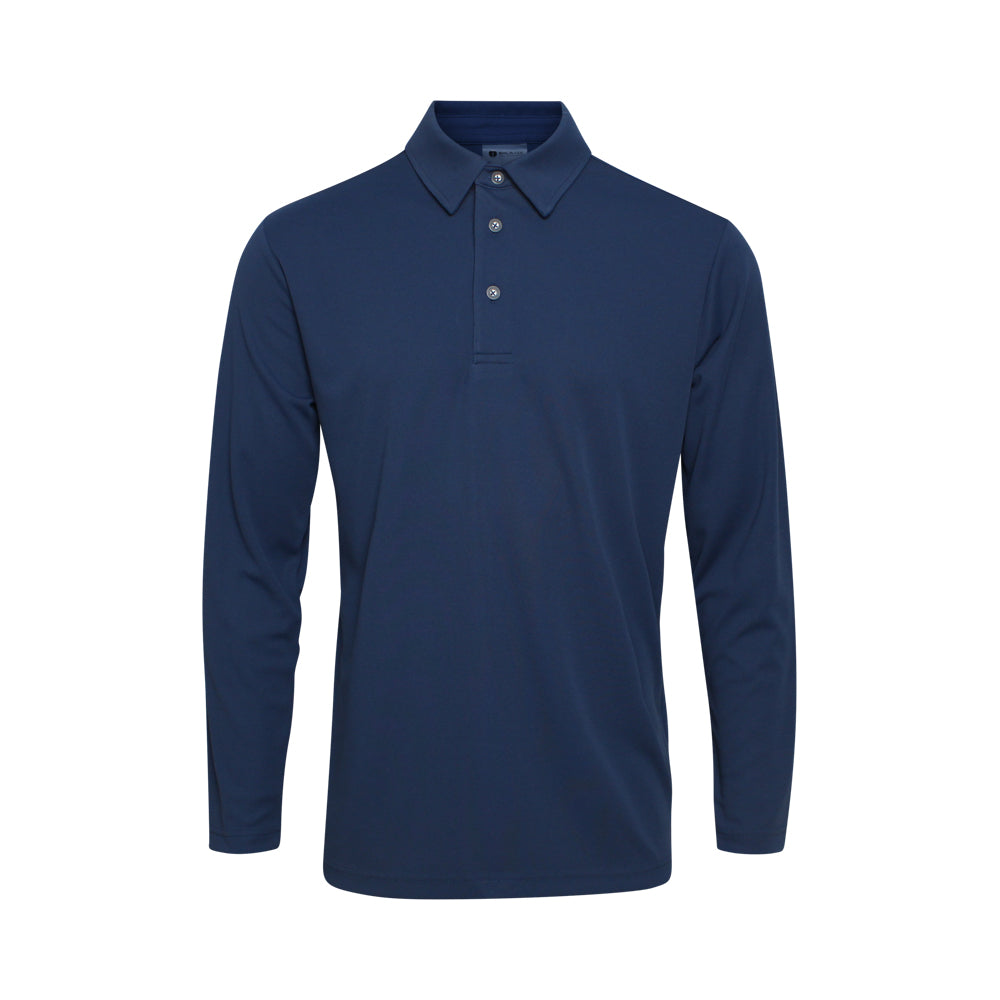 Performance-Langarmpolo für Herren, Marineblau
