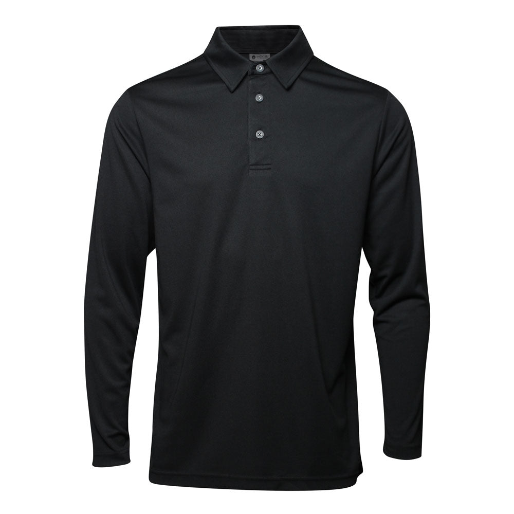 Performance-Langarmpolo für Herren, Schwarz