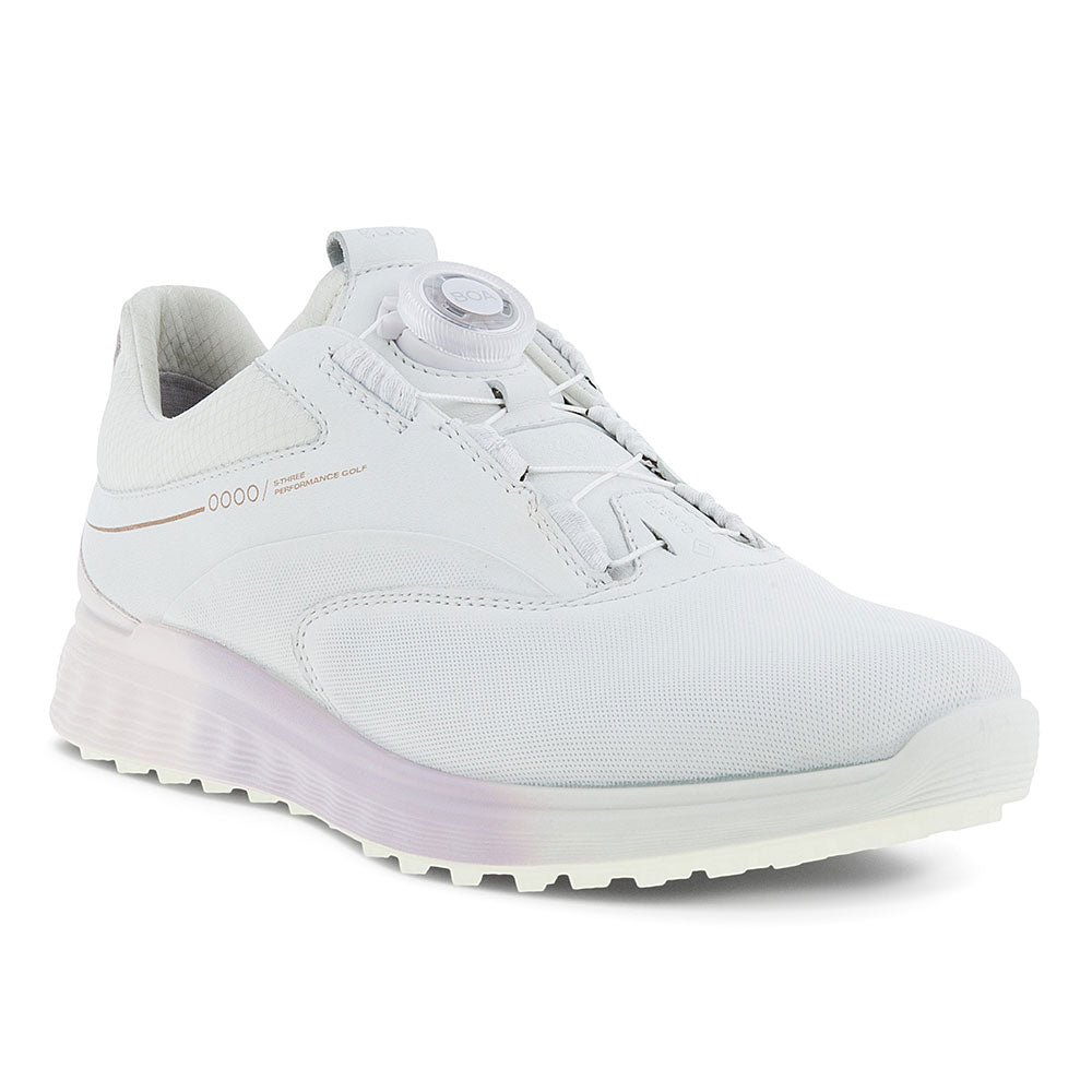 ECCO Damen-Golfschuh S-Three BOA, Weiß/Rosé