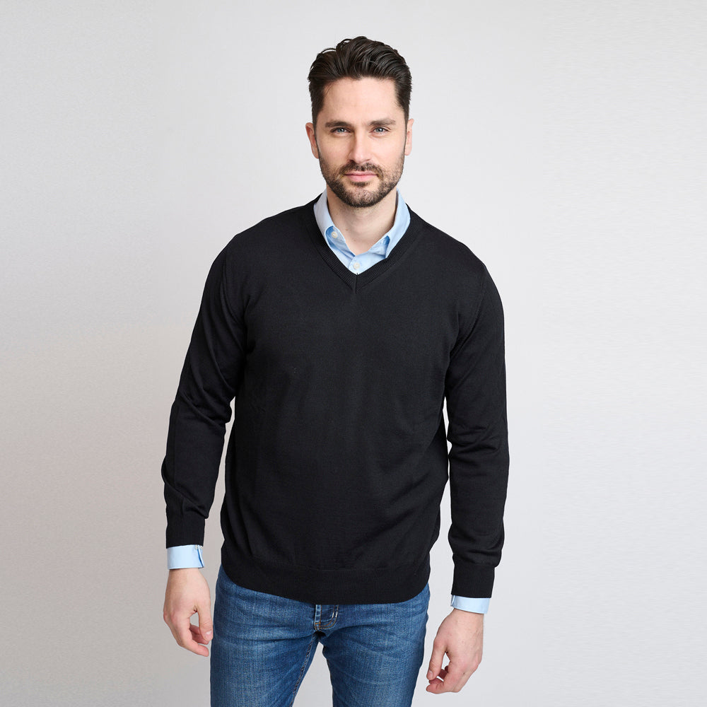 Riise Herren Merino V-Ausschnitt, Schwarz