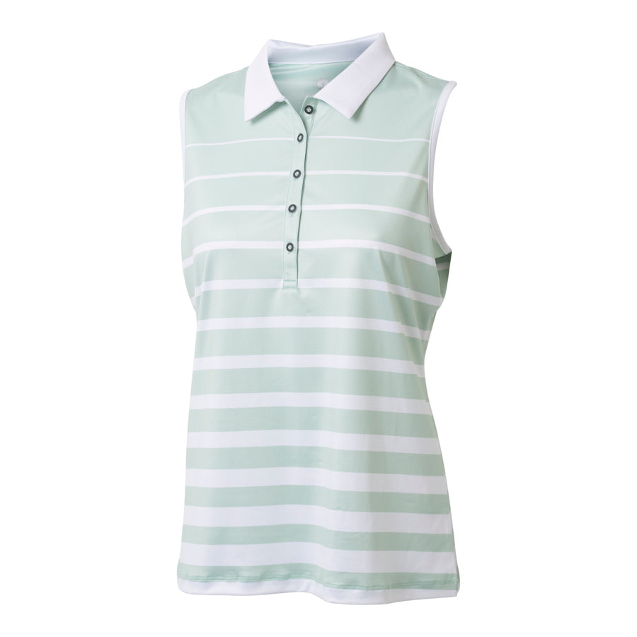 Gestreiftes SoftCool-Poloshirt für Damen, Mint