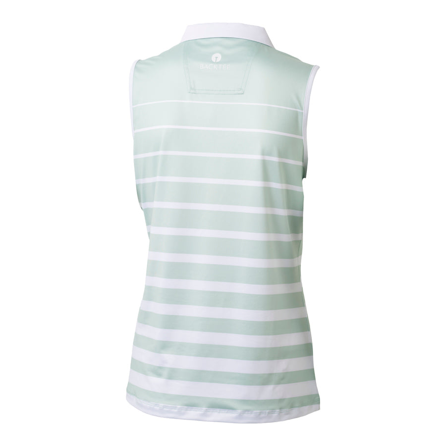 Gestreiftes SoftCool-Poloshirt für Damen, Mint