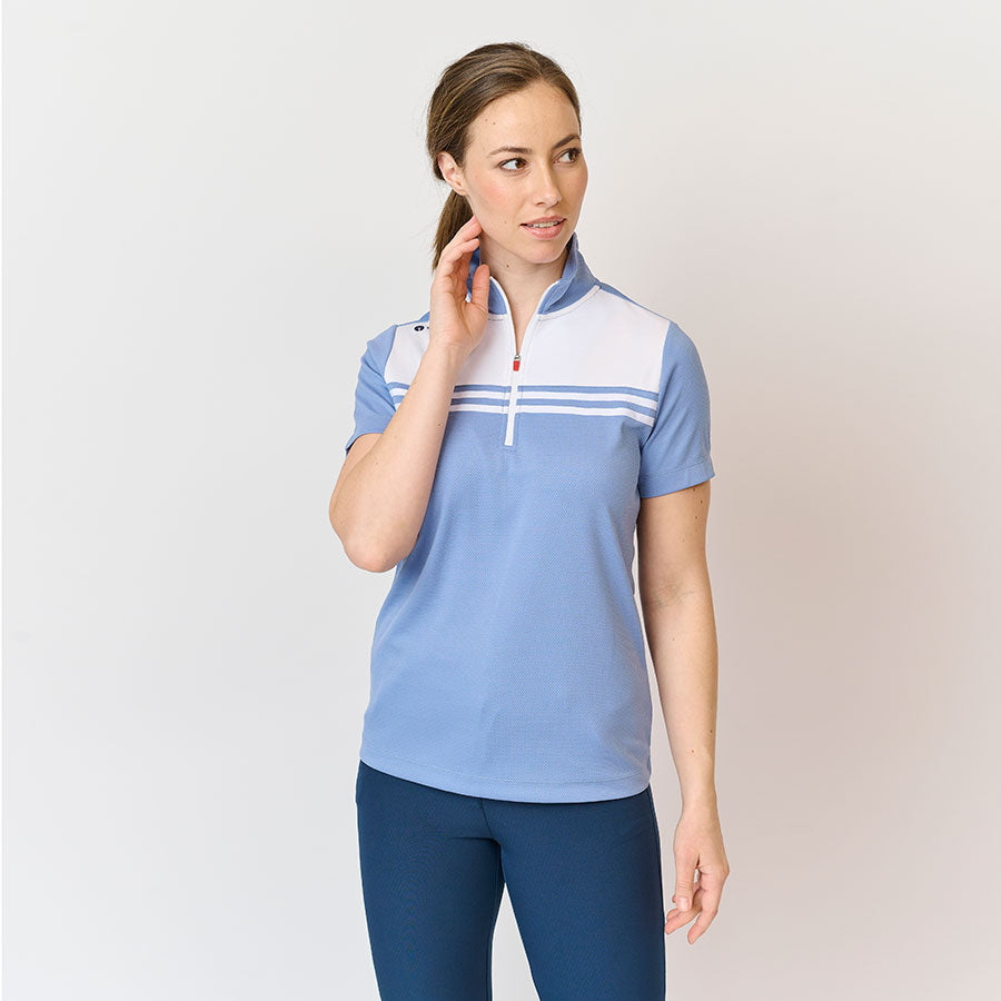 Damen-Poloshirt mit Reißverschluss vorne, Weiß