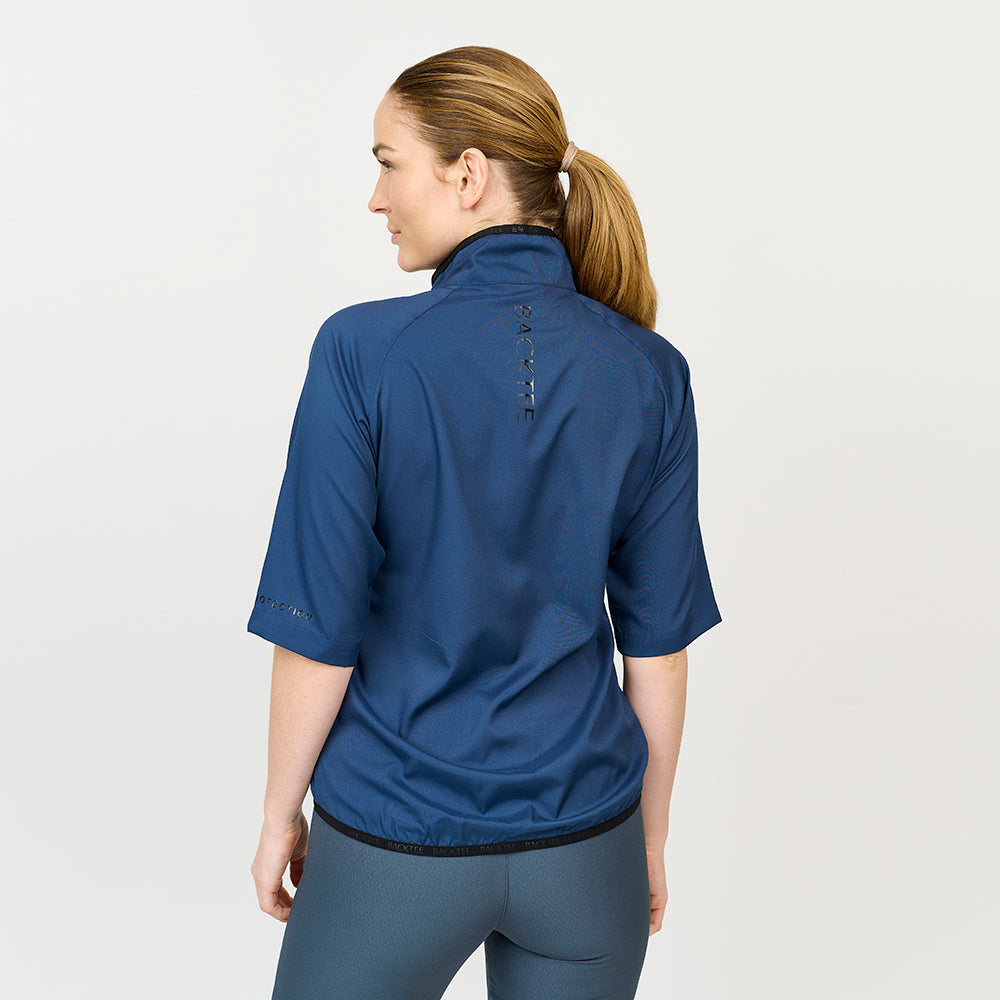 Damen 80 G. Kurzärmliges, faltbares Windshirt, Marineblau