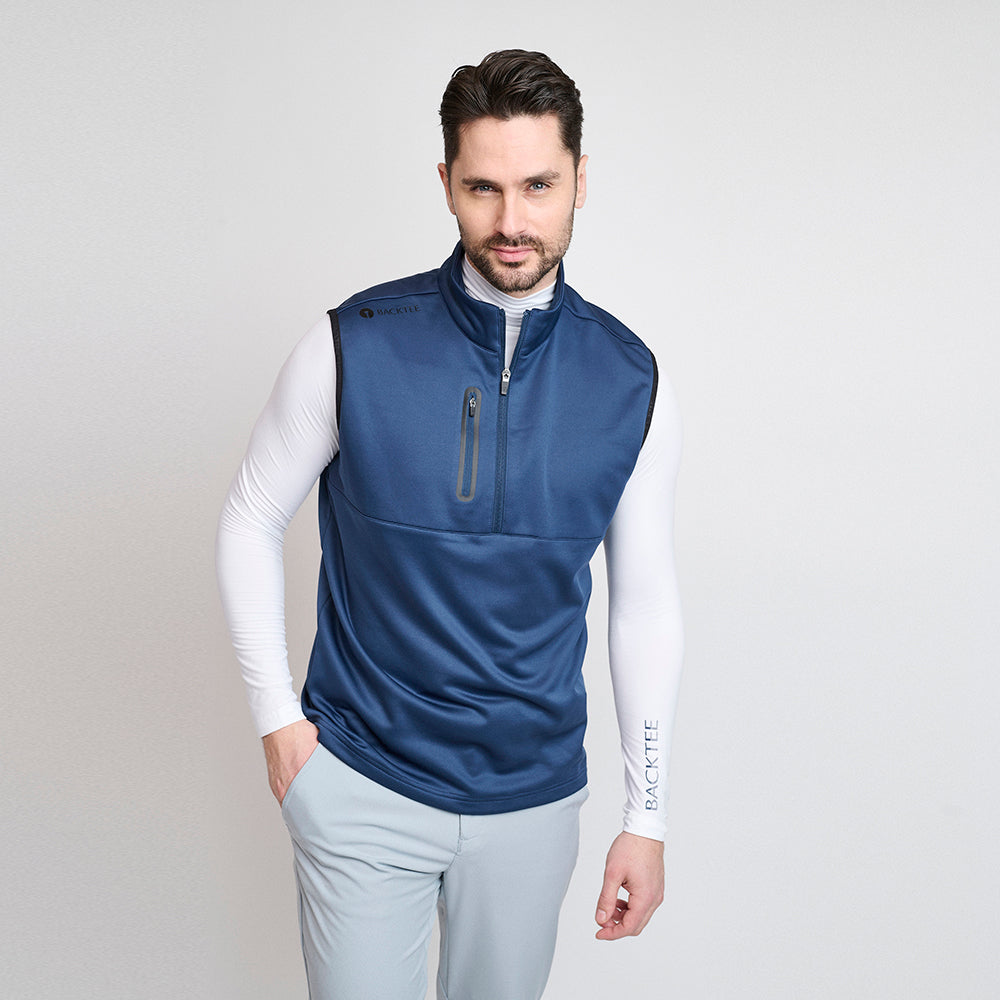 Herren Shield Midlayer Slipover, Marineblau