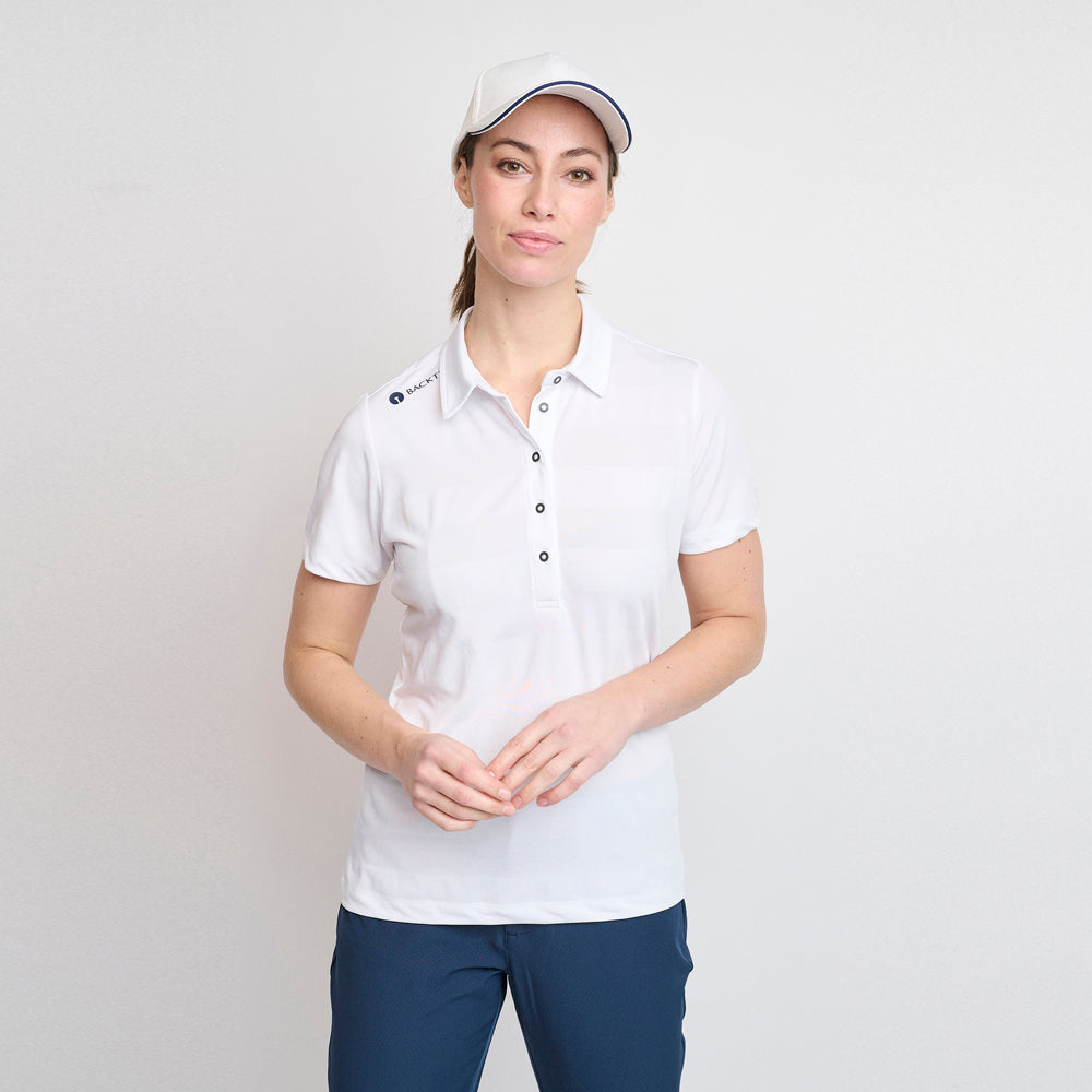 Damen-Jacquard-Poloshirt, Weiß