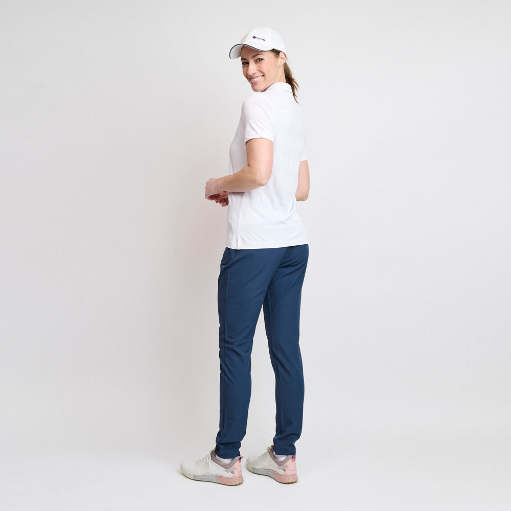 Damen-Jacquard-Poloshirt, Weiß