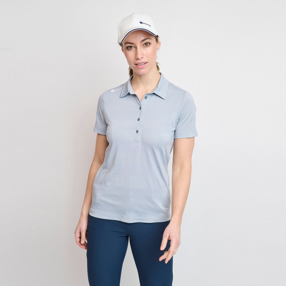 Damen-Jacquard-Poloshirt, Hellgrau