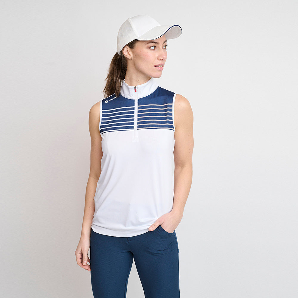 Damen-Golf-Poloshirt mit Reißverschluss, Weiß