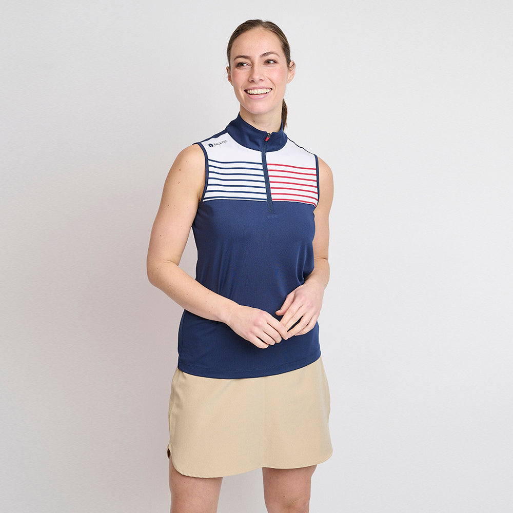 Damen-Golf-Poloshirt mit Reißverschluss, Marineblau