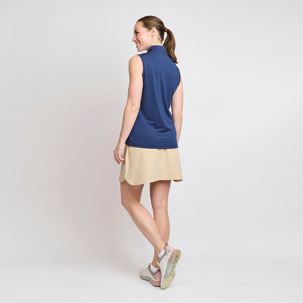 Damen-Golf-Poloshirt mit Reißverschluss, Marineblau