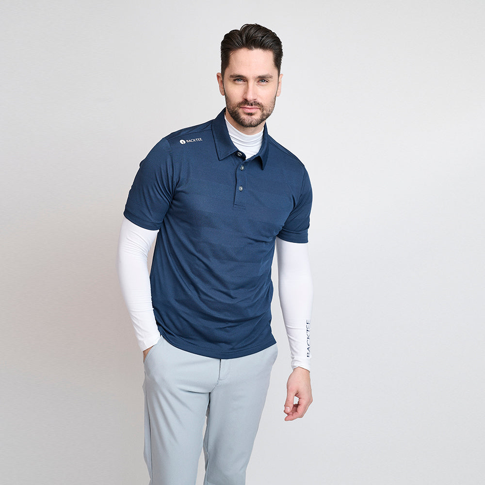 Herren-Jacquard-Poloshirt, Marineblau