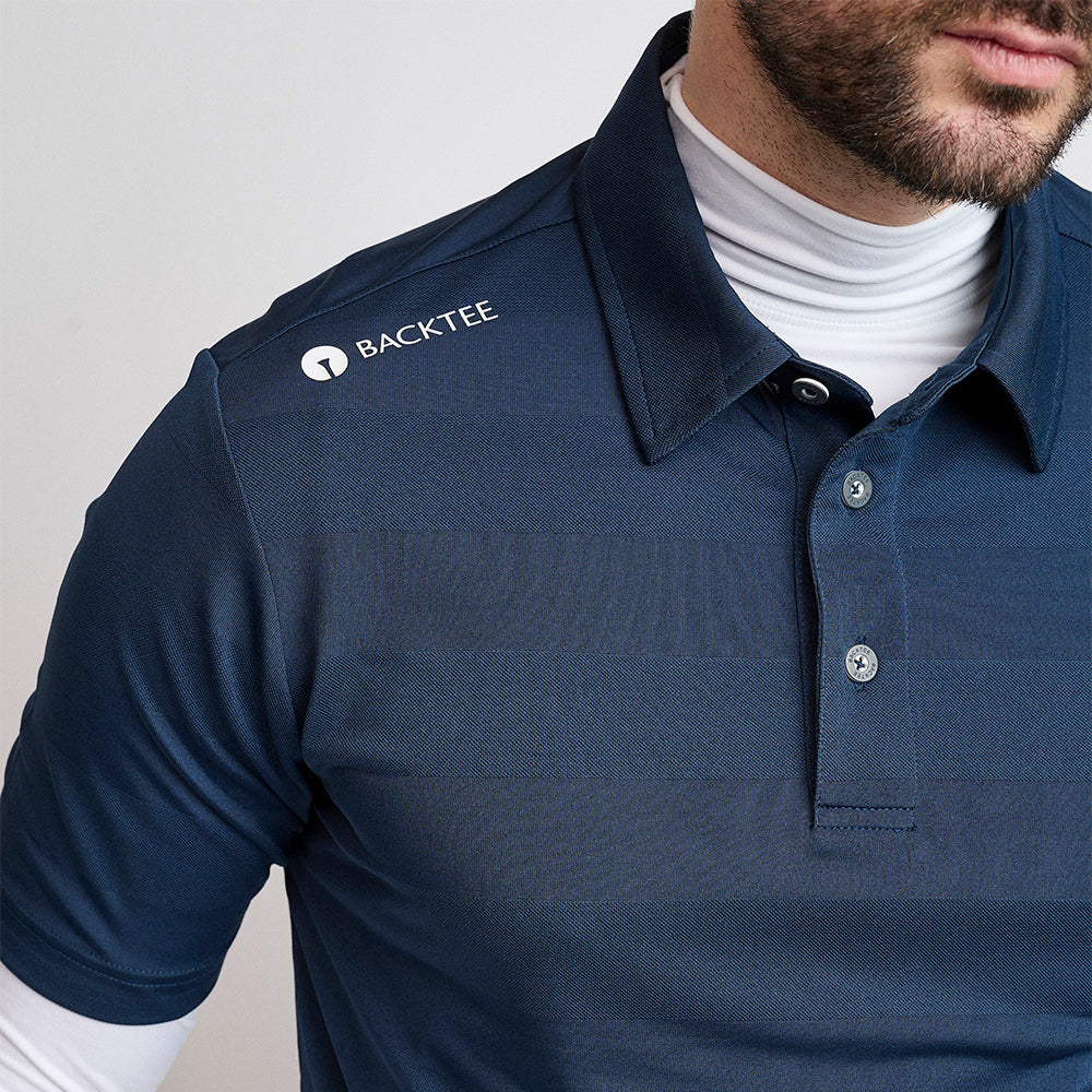 Herren-Jacquard-Poloshirt, Marineblau