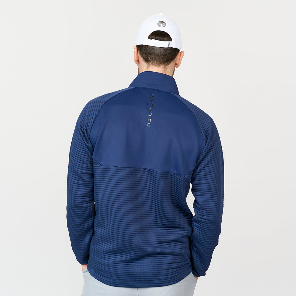 Waffel-Midlayer-Cardigan für Herren, Marineblau