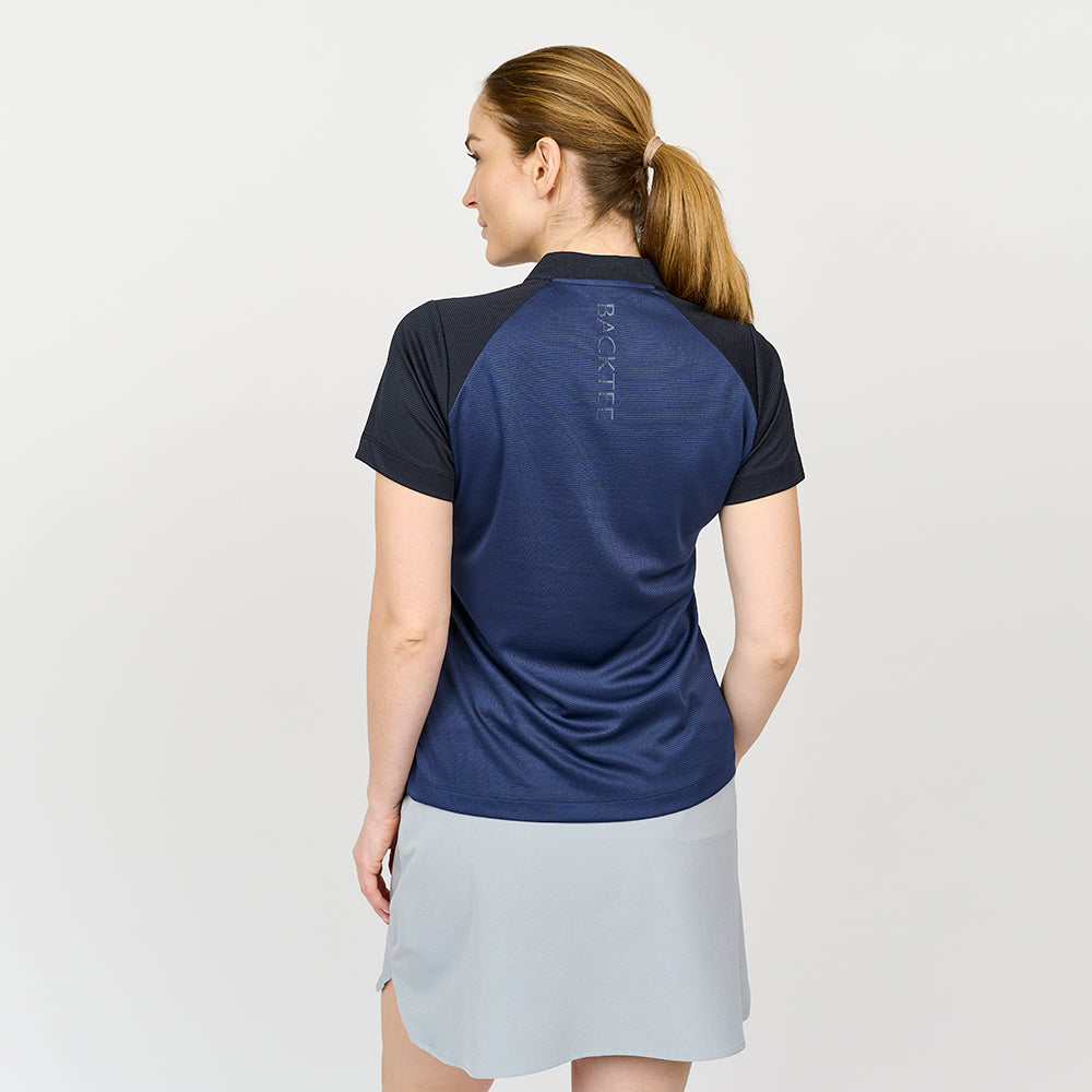 Bomber-Golfpolo für Damen, Marineblau