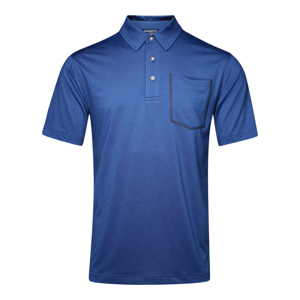 Melange-Polo für Herren, Marineblau