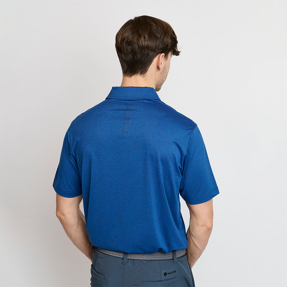 Melange-Polo für Herren, Marineblau