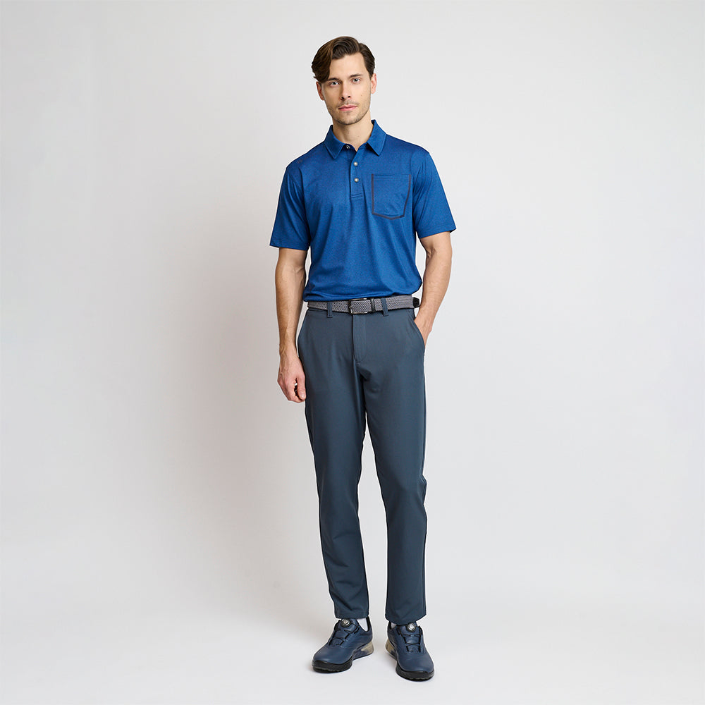 Melange-Polo für Herren, Marineblau