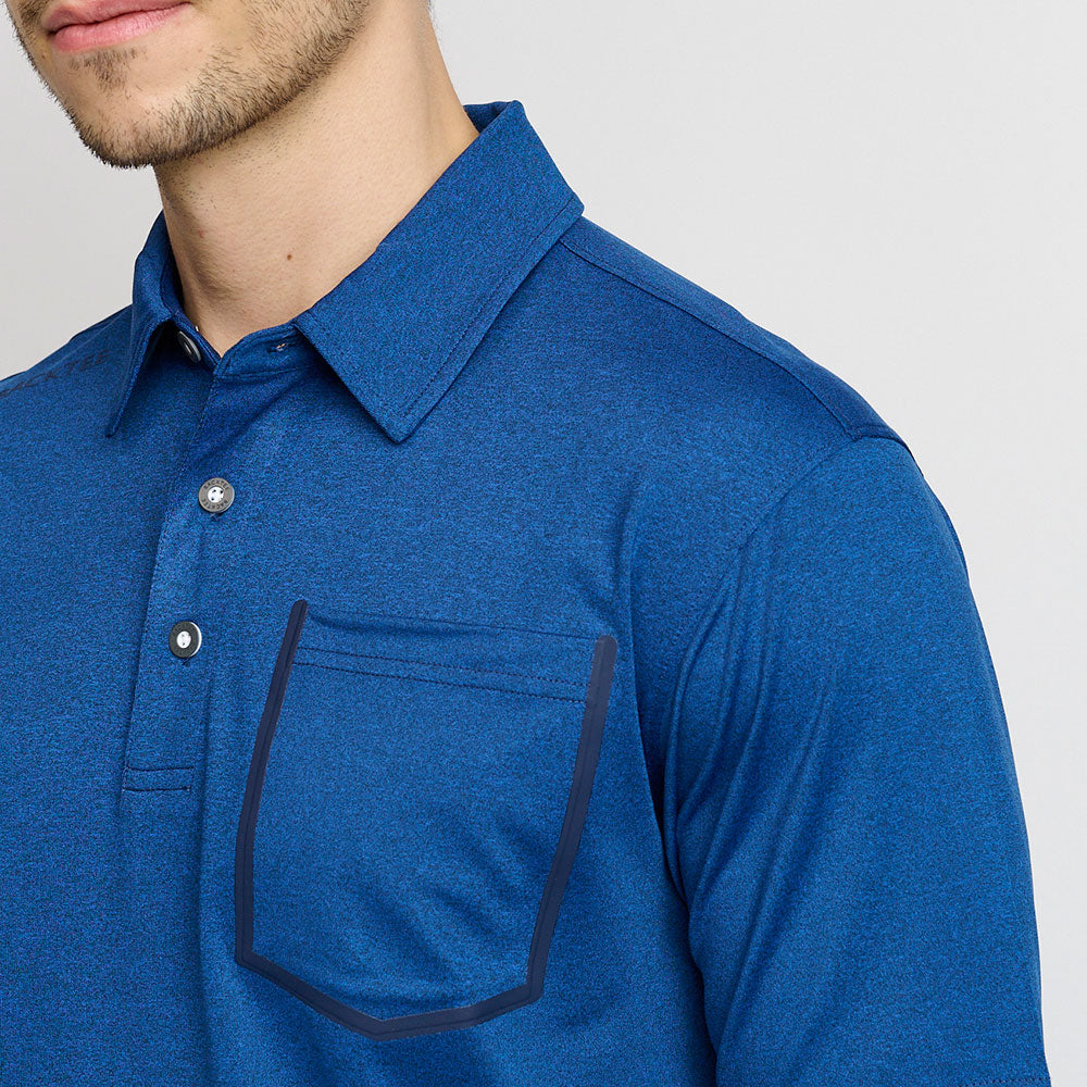 Melange-Polo für Herren, Marineblau