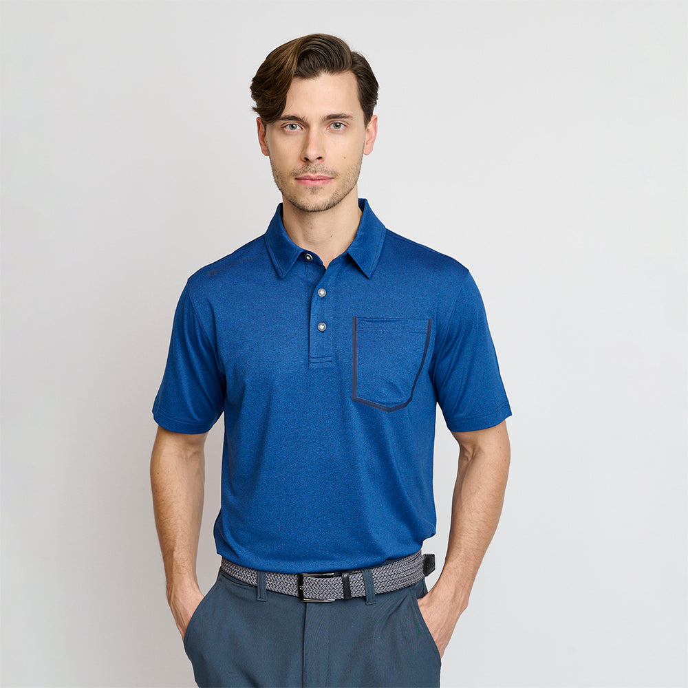 Melange-Polo für Herren, Marineblau