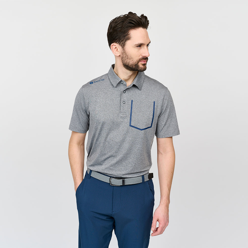 Melange-Poloshirt für Herren, Grau Melange