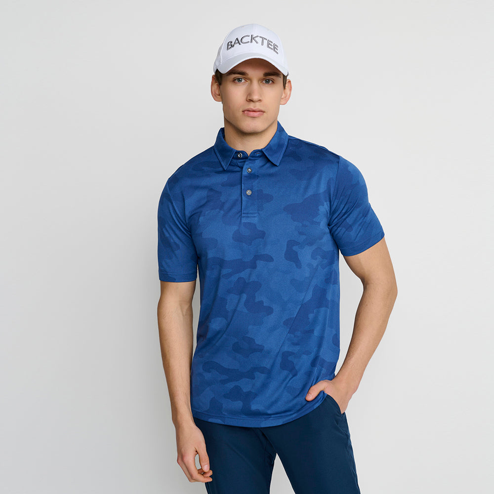 Herren-Camouflage-Polo, True Navy