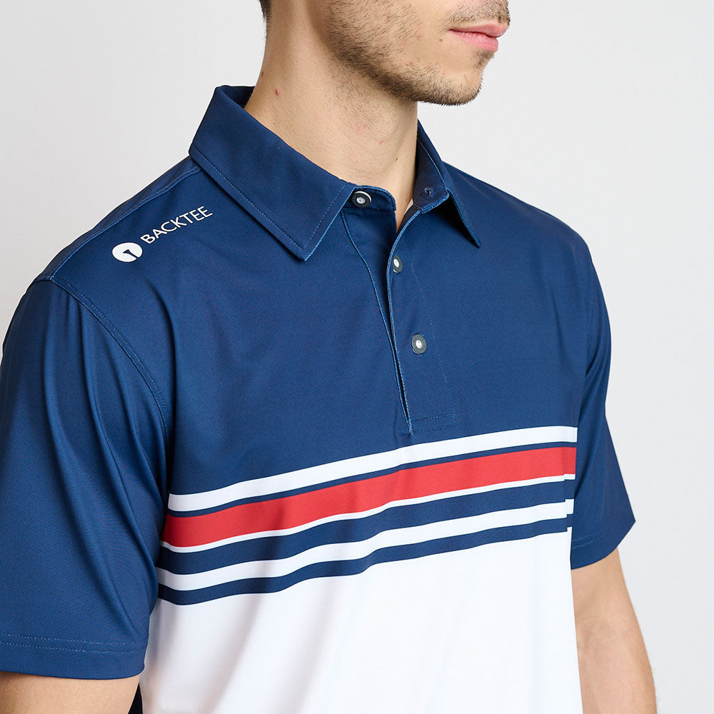 Vertikales Poloshirt für Herren, Marineblau