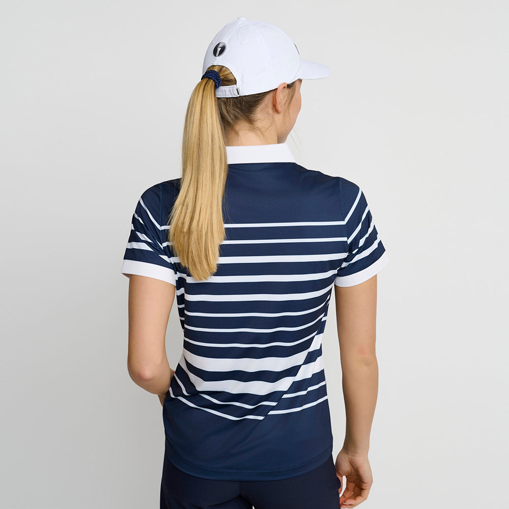 Damen-Poloshirt mit feinen Streifen, Marineblau