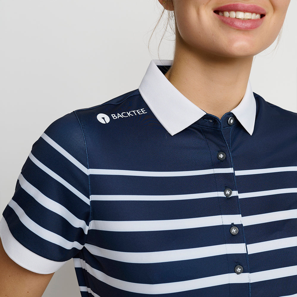 Damen-Poloshirt mit feinen Streifen, Marineblau