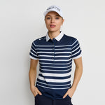 Damen-Poloshirt mit feinen Streifen, Marineblau